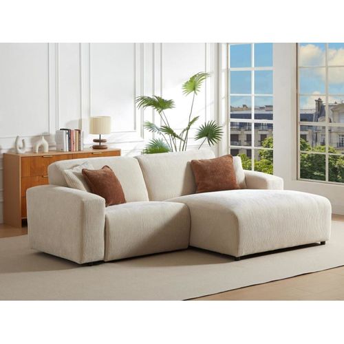 Canapé D'angle Velours 4 Places Beige