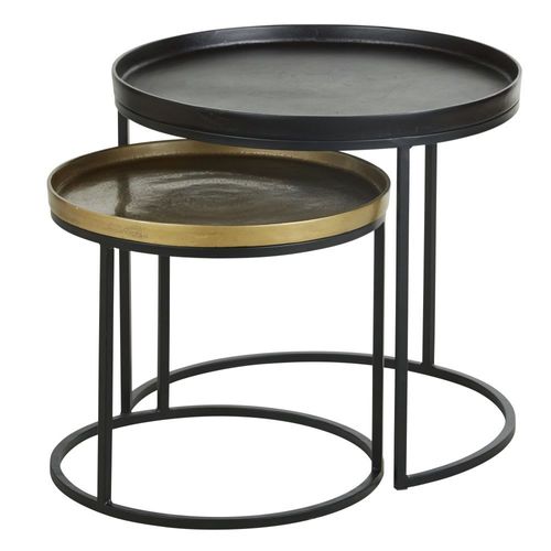 Bouts De Canapé En Aluminium Et Métal Recyclé Noir Et Doré (2)