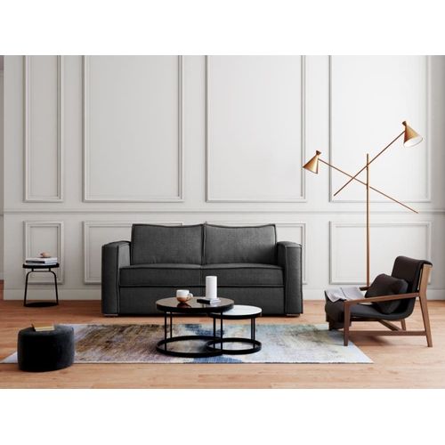 Canapé Convertible Velours 4 Places Gris Anthracite