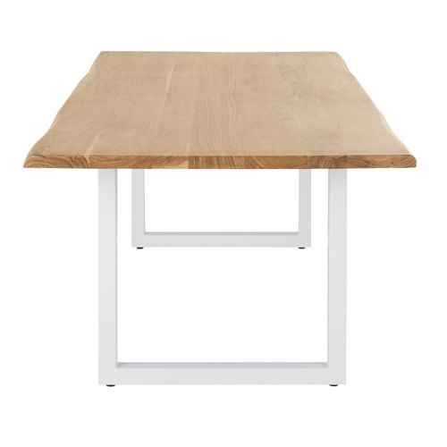 Table À Manger En Bois D'acacia Massif Et Métal Blanc 8/10 Personnes L200