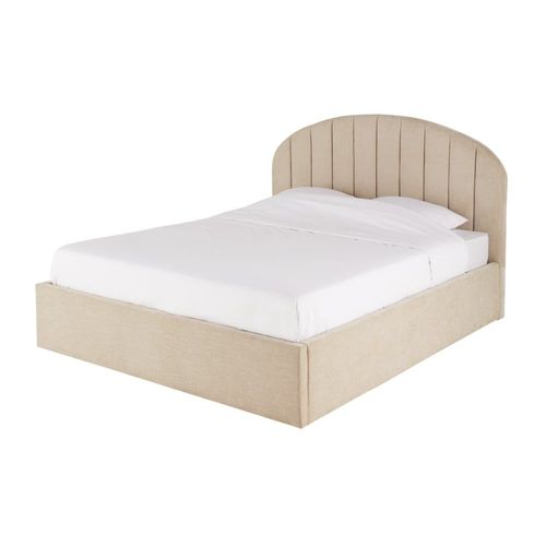 Lit Coffre Beige 160x200 Avec Sommier À Lattes