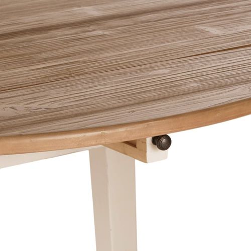 Table À Manger Ronde Extensible Bicolore Effet Vieilli 5/6 Personne L70/120