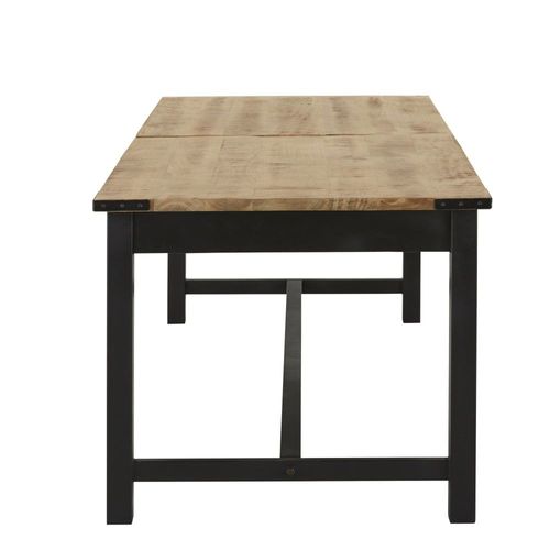 Table À Manger En Manguier Et Métal Gris Anthracite 8/12 Personnes L200/280