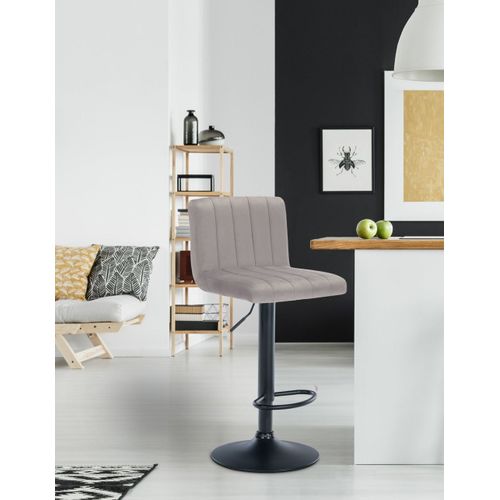 Tabouret De Bar Réglable Pivotant En Velours Gris