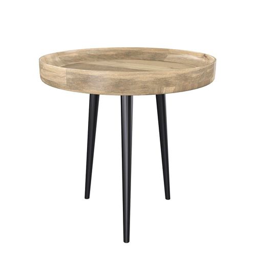 Table D'appoint Ronde En Bois De Manguier Clair D40 Cm