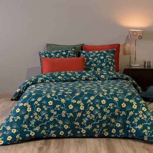 Parure De Lit En Coton Bleu 140x200 Cm
