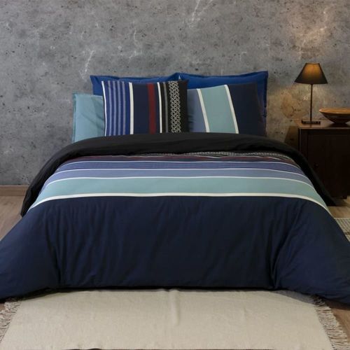 Parure De Lit En Percale Bleu 260x240 Cm Cm