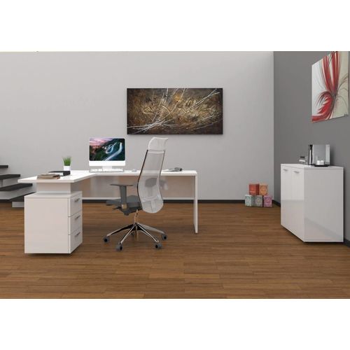 Bureau Effet Bois Blanc Brillant 160x60 Cm