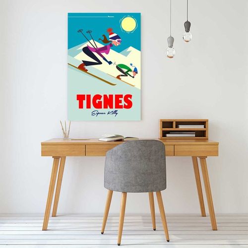 Tableau ski à tignes imprimé sur toile 30x45 cm