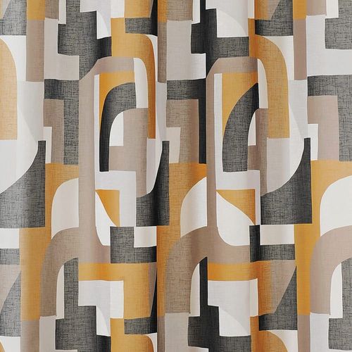 Voilage Tamisant Esprit Seventies Polyester Jaune 145x280 Cm
