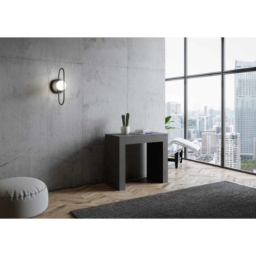 Console Extensible 90x42/302 Cm Effet Bois Anthracite