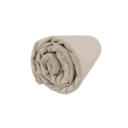 Drap Housse En Percale De Coton 180x200cm - Bonnet 30cm Beige Désert