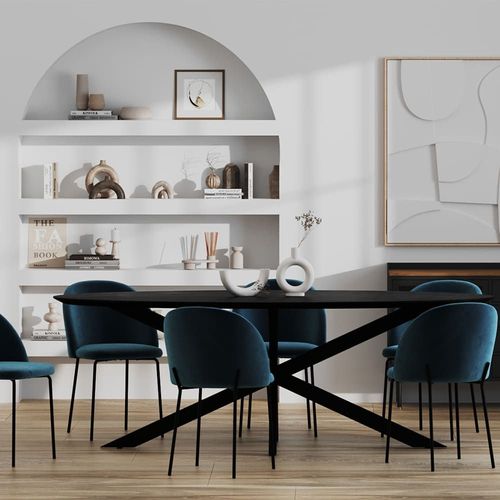 Table Ovale 10 Personnes En Bois De Teck Recyclé Noir 240 Cm