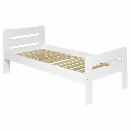 Lit Enfant Bois Massif Blanc 90x190 Cm