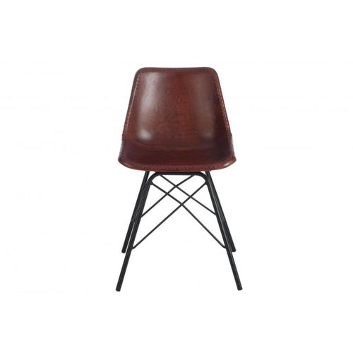 Chaise En Cuir Et Métal Marron 46x49x79 Cm