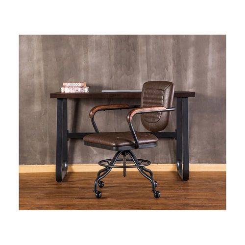 Fauteuil De Bureau En Simili Cuir Vintage Sur Roulettes