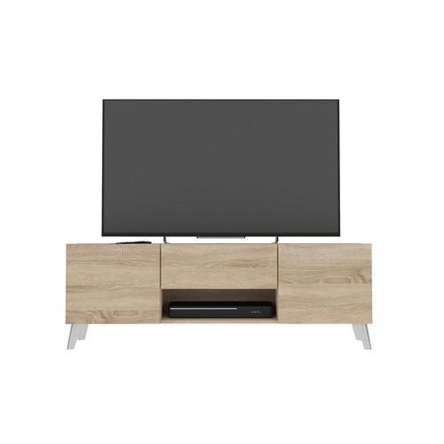 Meuble Tv 2 Portes 1 Tiroir - L140 Cm - Effet Chêne