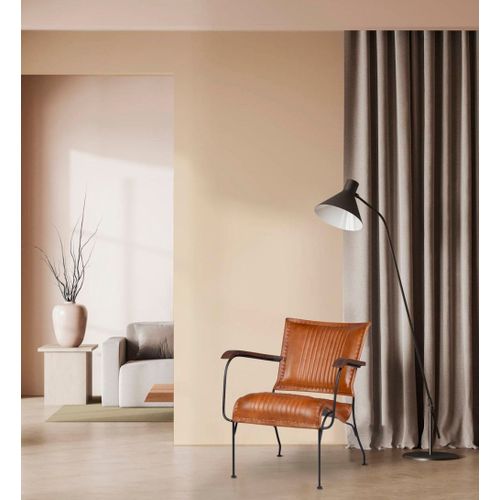 Fauteuil En Métal Et Cuir Marron