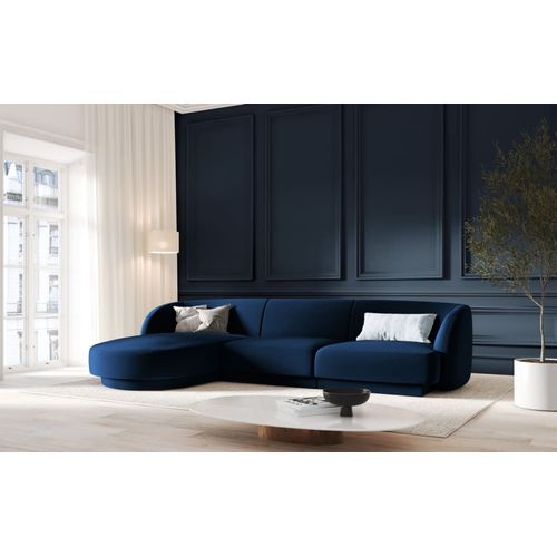 Canapé D'angle Gauche 4 Places En Tissu Velours Bleu Roi