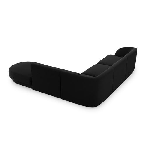 Canapé D'angle Droit 6 Places En Tissu Velours Noir