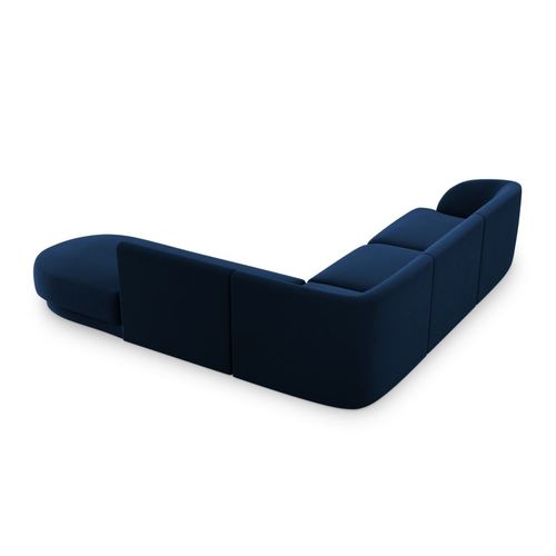 Canapé D'angle Droit 6 Places En Tissu Velours Bleu Roi