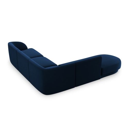 Canapé D'angle Gauche 6 Places En Tissu Velours Bleu Roi