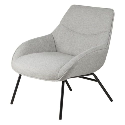 Fauteuil Tissu Gris Clair Pieds Métal Noir Martin
