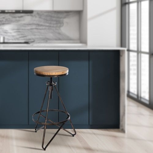 Tabouret De Bar Industriel Réglable En Métal Bronze