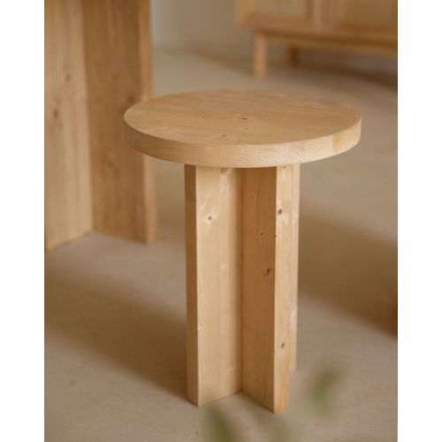 Tabouret En Bois De Sapin Marron 35x45cm