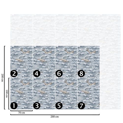 Papier Peint Baleines,papier écologique fin,200x280cm,8 feuilles