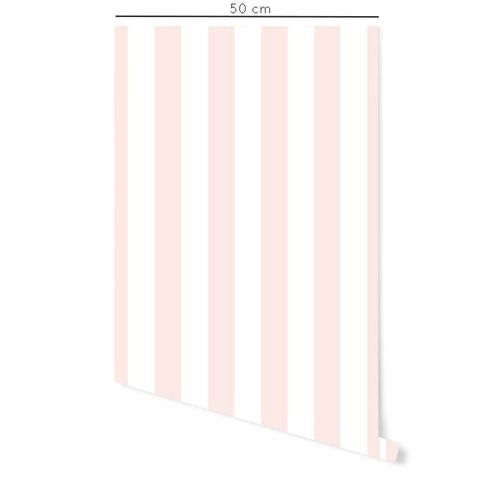 Papier peint vinyle adhésif lignes poudre rose 50x300 cm