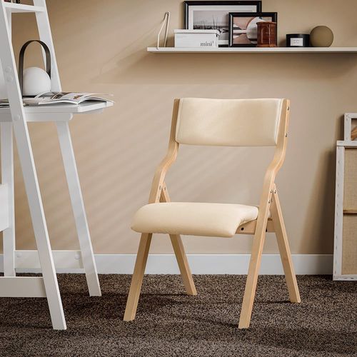 Chaise Pliante Avec Assise Rembourrée En Bois Blanc