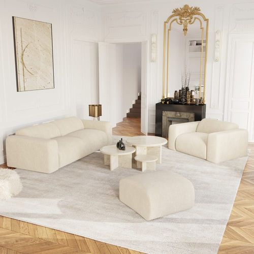 Fauteuil Velours À Motifs Crème