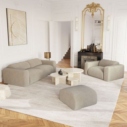 Fauteuil Velours À Motifs Beige