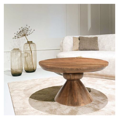 Table Basse Ronde Diam80 Cm En Bois De Manguier Massif