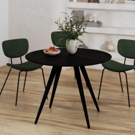 Table Ronde 4 Personnes En Bois De Frêne Plaqué Noir D105 Cm