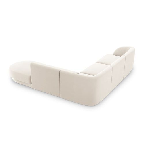 Canapé D'angle Droit 6 Places En Tissu Velours Beige Clair