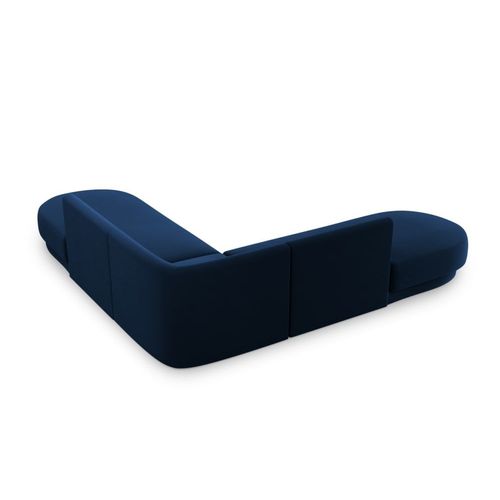 Canapé D'angle Symétrique 5 Places En Tissu Velours Bleu Roi