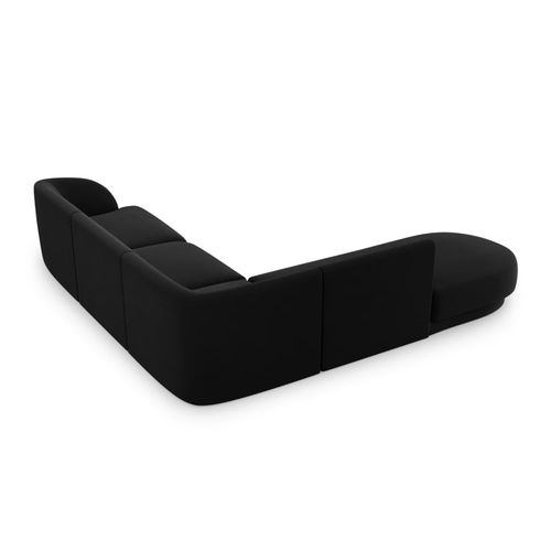 Canapé D'angle Gauche 6 Places En Tissu Velours Noir