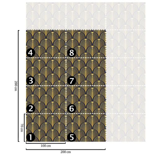 Papier Peint Art Déco,papier écologique fin,200x280cm,8 feuilles