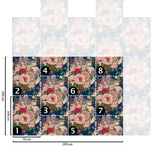 Papier Peint Floral,papier écologique fin,200x280cm,8 feuilles
