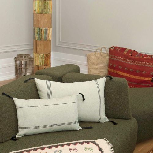Housse De Coussin Coton Vert Olive 50x30