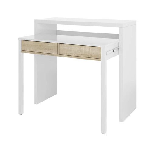 Bureau Effet Bois Beige, Blanc 98x36 Cm