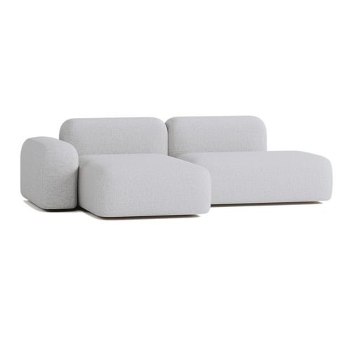 Canapé D'angle Modulable 3 Places En Tissu Gris Clair