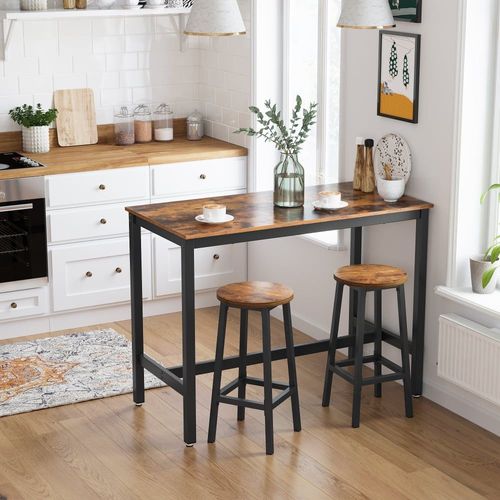 Table De Bar Style Industriel Effet Bois Marron Rustique