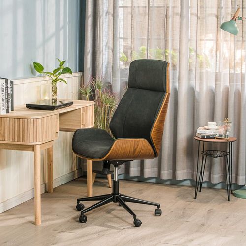 Chaise De Bureau En Bois Et Simili Noir