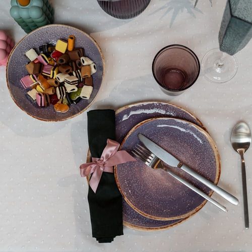 Assiette Plate En Grès Violet D20 - Lot De 4
