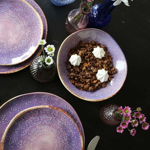 Assiette Plate En Grès Violet D26 - Lot De 4