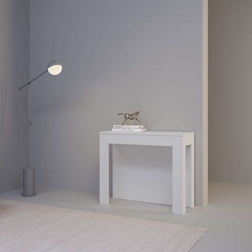 Console Extensible 90x42/290 Cm Effet Bois Frêne Blanc