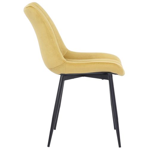 Chaise De Salle À Manger Avec Pieds Métal Assise En Velours Jaune